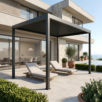 Pergola à lames en acier monocouche, structure en aluminium, pare-soleil manuel réglable, finition thermolaquée pour villa, jardin, gazebo, balcon