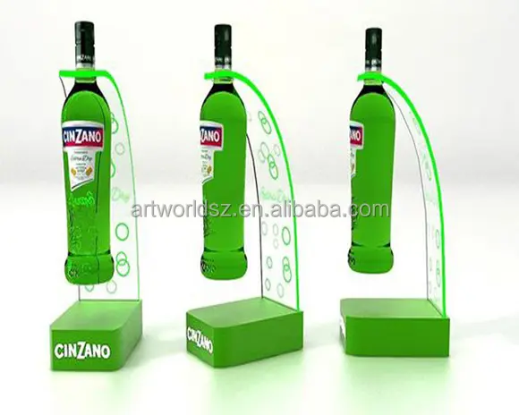 ARTWORLD-Expositor de botellas con luz LED, soporte de exhibición de botellas de licor, estante de exhibición de botellas de vino acrílico LED