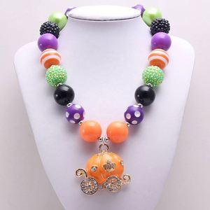 Citrouille chariot pendentifs collier Halloween bijoux pour bébé filles enfant grosses perles collier Festival cadeaux - Product Image 4