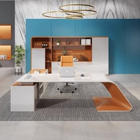 Ensemble de bureau de direction moderne extensible et convertible, mobilier commercial avec table de bureau à domicile en cuir et métal