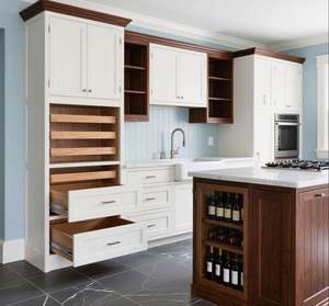 SANTOPOVA Farmhouse Style Solid Wood Tone <b>Kitchen</b> <b>Cabinets</b> with Open Shelving and Soft-Close Drawer System - Product Image 3