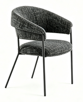 Fauteuil moderne avec structure en métal, chaise de salle à manger en tissu noir design, chaise commerciale pour restaurant, hôtel et banquet