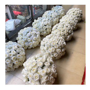 Classic white cream color rose floral ball decorazione di nozze fiori centrotavola centrotavola palla di fiori artificiali - Product Image 1