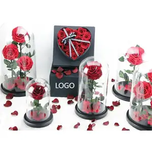 新产品创意奢华礼品套装情人节婚礼青睐永恒永恒的花朵保存在玻璃穹顶中的玫瑰