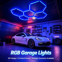 Lampes de garage hexagonales RGB à design DIY, télécommandées et contrôlables par application, pour atelier automobile, sous-sol, showroom automobile, lampe de plafond
