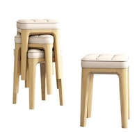 Tabouret empilable moderne et minimaliste en bois massif, chaise haute de bar non pliable pour salon et salle à manger, ottoman au design léger et luxueux