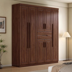 Dazhang Jiaju Black Walnut Solid Wood <b>Wardrobe</b> Hinged Door <b>Large</b> Capacity Bedroom Storage Cabinet - Product Image 4