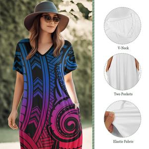 Dégradé bleu grand invité <span class=keywords><strong>de</strong></span> <span class=keywords><strong>mariage</strong></span> Maxi <span class=keywords><strong>robe</strong></span> <span class=keywords><strong>pour</strong></span> les femmes sinueuses été décontracté Floral à manches courtes longue <span class=keywords><strong>robe</strong></span> <span class=keywords><strong>de</strong></span> <span class=keywords><strong>Cocktail</strong></span> avec poches - Product Image 5