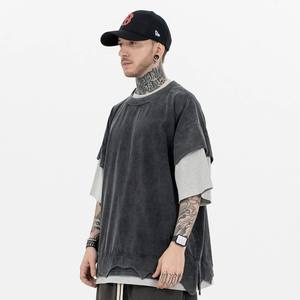 เสื้อยืดผู้ชาย F119 ทรงโอเวอร์ไซส์ ผ้าฝ้าย 100% หนัก 300 กรัม สไตล์สตรีทแวร์ ตัดเย็บแบบสองชั้น ทรงหลวม ไหล่ตก พรีเมียม สีพื้น - Product Image 2