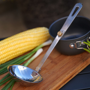 Louche pliante en acier inoxydable avec long manche, ustensile portable pour le camping en plein air, vaisselle de pique-nique, vaisselle de voyage - Product Image 1