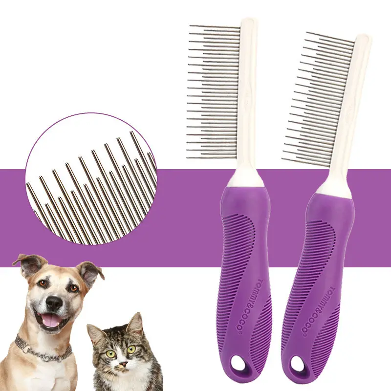 Alta Qualidade 2 EM 1 Aço Inoxidável Dog Cat Removedor de Cabelo Combs Grooming Brush Pequeno Pet Cabelo Removedor Flea Comb