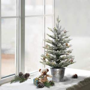 PE <b>Christmas</b> <b>Tree</b> Flocking <b>Christmas</b> <b>Tree</b> Retro American Bucket Base Desktop <b>Small</b> <b>Tree</b> - Product Image 1