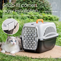 Caisse de Transport pour Chat en Plastique Homologuée par les Compagnies Aériennes avec Poignée, Cage de Voyage pour Animaux et Niches de Transport avec Porte Métallique