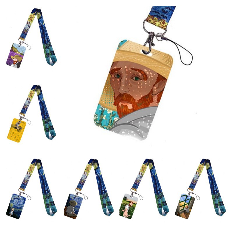 Знаменитая картина Willem Van Gogh в стиле ПВХ держатель для карт студенческий автобус контроль доступа мобильный телефон висит веревка шнур
