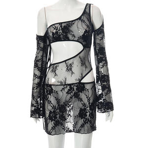 Lingerie Sexy Robe Femme Déshabillé Voir À Travers Chemise De Nuit Érotique Chaude Vêtements De Nuit Découpé À Manches Longues Sexy Babydoll Sommeil Lingerie - Product Image 2