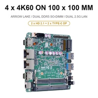 Motherboard NUC Arrow Lake Core U7 255H U5 225U Dual DDR5 Dual 2.5G LAN 4 X 4K60 Type-C DP M.2 DC 12-19V Industrial 100x100mm