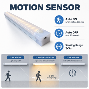 Lumière LED sans fil à détecteur de mouvement 30CM, rechargeable par USB, à intensité variable, pour placard et cuisine, fabricant B2B - Product Image 4
