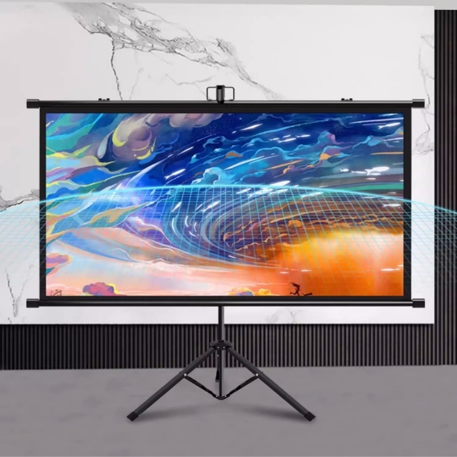 120 100 84 60 inch HD Fiberglass Outdoor Portable Projector Screen Home Office Mobile Floor-Standing No-Drill Projection Screen