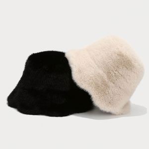 Fluffy Fuzzy Warm Bucket <b>Hat</b> Winter Women Faux Fur Bucket <b>Hat</b> - Product Image 3