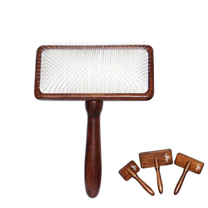 थोक भूरे रंग की लकड़ी की बिल्ली पिन बाल ब्रश कुत्ते कुत्ते पालतू जानवर चिपचिपा के साथ चिपचिपा ब्रश - Product Image 5