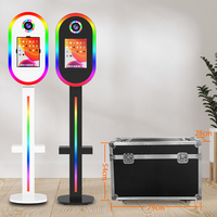 Vanplex IPad+DSLR Photo Booth Vertikal dengan Mesin Stand Printer, Bingkai LED, dan Remote Control untuk Acara Pernikahan dan Pesta