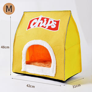 Nieuwe Cartoon Aardappelchip Opvouwbare Waterdichte Bedden Voor Huisdieren Inklapbare Fluwelen Algemene Kattennest Hondenbed Voor Huisdieren - Product Image 6