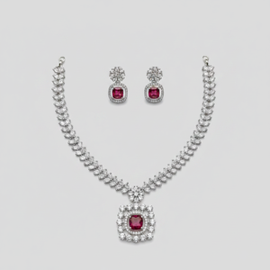Ensemble de collier en diamant américain plaqué argent, bijoux élégants et raffinés - 11151687DP - Product Image 2