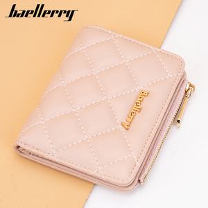Baellerry Women's Short Wallet Pink Quilted Stitching Zipper Coin <b>Purse</b> Multifunctional Everyday Use - Product Image 3