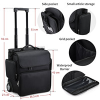 Grande Trousse de Maquillage Écologique à Roulettes, Sac de Coiffure, Porte-Brosses, Valise de Salon pour Barbiers et Voyage