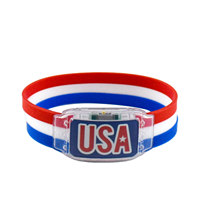 OEM Maßgefertigtes USA-Flaggen-Armband Rot-Weiß-Blau Patriotisches Party-Accessoire für Unabhängigkeitstag Feiertag Event Geschenk