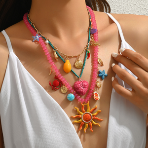 Nuova Collana con Ciondolo Colorato Dopamine, alla Moda con Conchiglie <span class=keywords><strong>e</strong></span> <span class=keywords><strong>Stelle</strong></span> Marine, Ideale per i Viaggi - Product Image 1