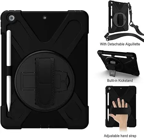 Adjustable Hand Shoulder Strap Full Protection Robust Protective Case Shockproof tablet Cover for iPad 8th 2020 7th 2019 10.2''