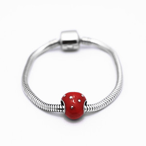 yunnique Stainless Steel <b>Bracelet</b> With <b>Red</b> Strawberry Bead Epoxy Resin Charm Unisex Gift Jewelry - Product Image 1