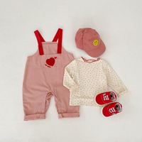 Conjunto de Overol para Bebé Personalizado de Boutique, 100% Algodón, Cómodo y Transpirable, Diseño de Corazón, Traje de Overol para Bebé