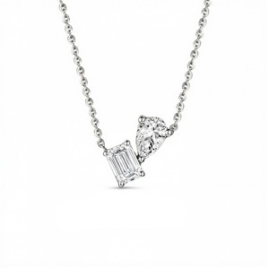 Joyería Fina Toi Et Moi, Colgante de Diamante de Laboratorio con Corte Esmeralda y Corte Pera, Diamantes Cultivados en Laboratorio con Dos Piedras Anguladas Modernas - Product Image 3