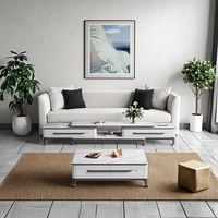 Table basse et meuble TV en bois moderne minimaliste avec dalles de roche Style panneau de luxe léger pour meubles de salon