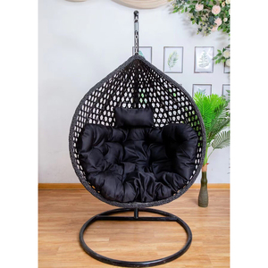 Commercio all'ingrosso Design personalizzato giardino esterno balcone mobili da soggiorno in vimini Rattan dondolo pendente uovo <span class=keywords><strong>Pod</strong></span> sedia con supporto - Product Image 1