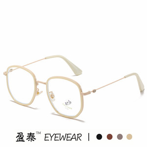 แว่นตาป้องกันแสงสีฟ้าทรงเหลี่ยม ทรงเรขาคณิตแบบเต็มกรอบ เลนส์แบบไม่มีค่าสายตา วัสดุ PC ผิวด้าน สไตล์เรโทรสุดอินเทรนด์ - Product Image 2