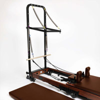 Reformer pliable en chêne rouge avec tour mobile, personnalisable en couleur et logo, modèle original