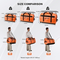 Sac de voyage robuste imperméable 90L avec fond renforcé, convertible 3-en-1, grand sac à dos de voyage avec compartiment de rangement sec