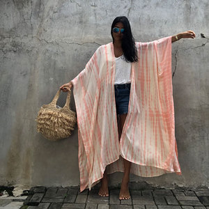 Paréo Robe Femmes Maillots <span class=keywords><strong>De</strong></span> <span class=keywords><strong>Bain</strong></span> Couvrir Cardigan Vêtements <span class=keywords><strong>De</strong></span> <span class=keywords><strong>Plage</strong></span> <span class=keywords><strong>Sortie</strong></span> <span class=keywords><strong>De</strong></span> <span class=keywords><strong>Bain</strong></span>, Sexy Tuniques Long Kimono Boho Rayé Tie Dye Bikini Cover-ups - Product Image 4