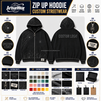 Sweat-shirt à capuche zippé noir personnalisé pour homme avec motif abstrait et bordure côtelée, fabrication OEM ODM