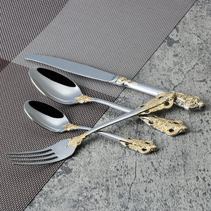 Ensemble de couverts en acier inoxydable pour cuisine occidentale rétro de style impérial transfrontalier - Ensemble couteau, fourchette et cuillère - Product Image 2