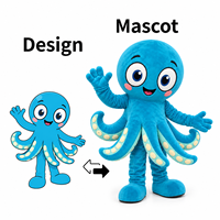 Costume de mascotte pieuvre bleue personnalisé OEM ODM, costume en peluche de personnage de dessin animé pour collectes de fonds caritatives et festivals communautaires
