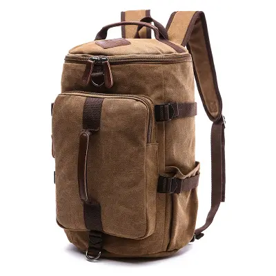 Mochila de lona multifuncional para viagens e caminhadas, mochila vintage para homens e mulheres