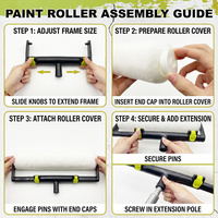 Kit de rouleaux à peinture Industria avec manchons de rouleau réglables de 9 à 18 pouces et perche télescopique pour la peinture murale