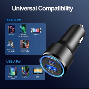 <span class=keywords><strong>Chargeur</strong></span> rapide universel 2 USB Type-C 48W avec PD/SCP/QC3.0 pour voiture - Accessoire pour téléphone portable - Product Image 5