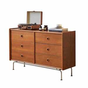 Cómoda Vintage de Madera Maciza con Seis Cajones, Mueble Auxiliar para Sala de Estar y Dormitorio, Mueble de Almacenamiento para el Hogar, Bar u Hotel - Product Image 5