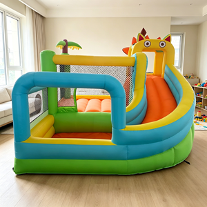 Château gonflable personnalisé en forme de dinosaure monstre avec toboggan et fosse à balles pour enfants, pour jardin résidentiel, livré uniquement avec un souffleur d'air - Product Image 1