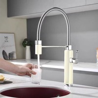 Robinet de cuisine monotrou coulissant universel moderne en laiton robinet d'évier télescopique rotatif à poignée unique en laiton